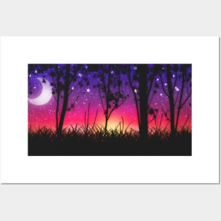 Rainbow Moon Sunset Posters and Art